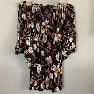 Oddy Off Shoulder Smocked Floral Dress